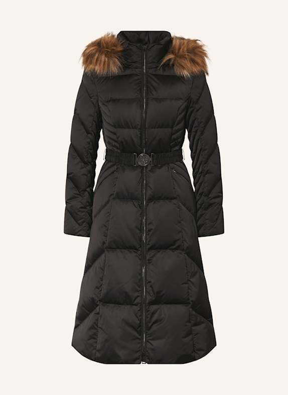 GUESS Daunenmantel NEW OLGA mit abnehmbarem Kunstfell SCHWARZ