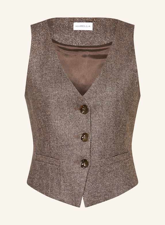 MARELLA Blazerweste mit Glitzergarn BRAUN/ SILBER
