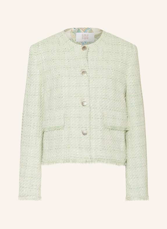 RIANI Kastenjacke aus Tweed mit Pailletten HELLGRÜN/ MINT/ WEISS