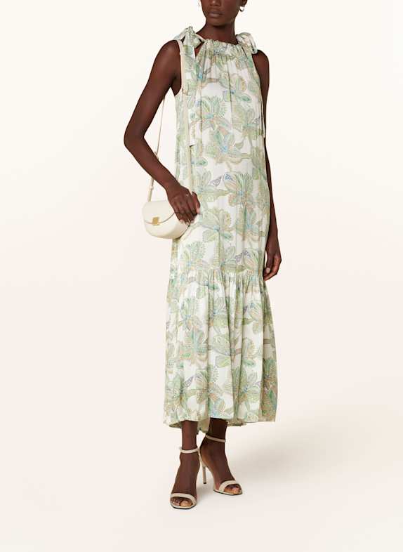RIANI Satin dress LIGHT GREEN/ TURQUOISE/ LIGHT BROWN