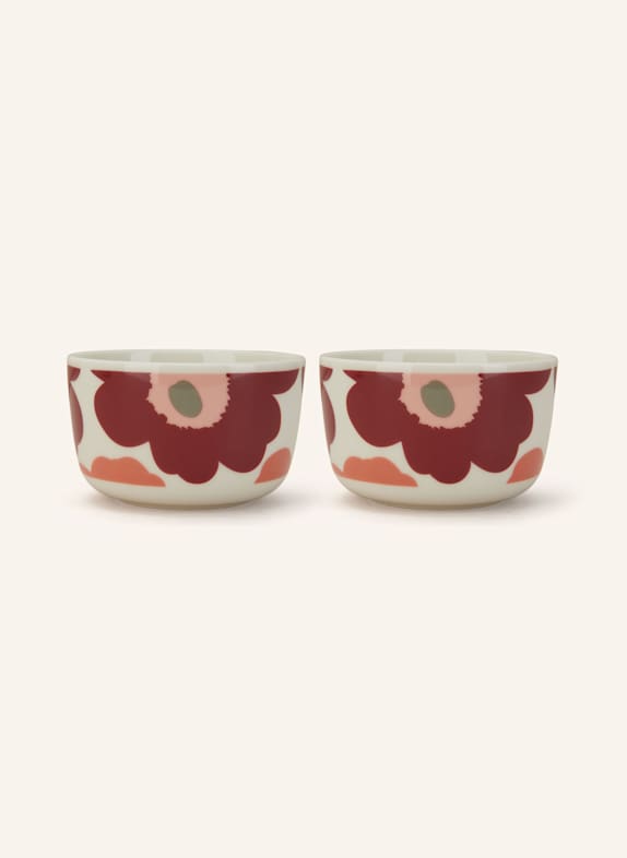 marimekko 2er-Set Schalen OIVA/UNIKKO WEISS/ DUNKELROT/ LACHS