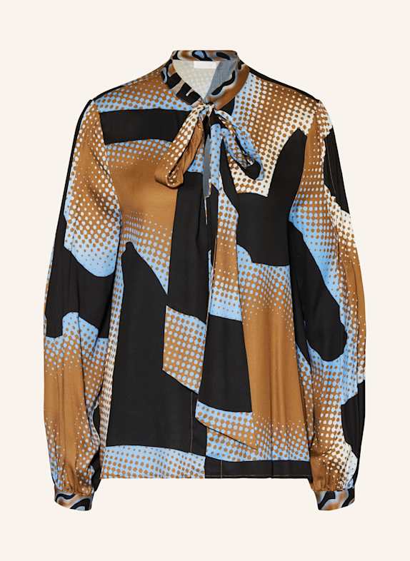 SPORTALM Bluse mit abnehmbarer Schluppe SCHWARZ/ HELLBLAU/ BRAUN