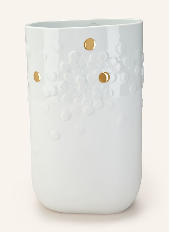 R&Auml;DER Dekofigur LICHTHAUS GOLDENDER SCHORNSTEIN mit Teelichthalter WEISS/ GOLD