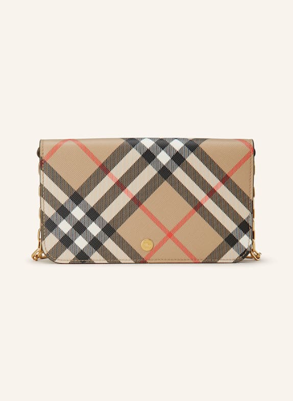 BURBERRY Geldbörse zum Umhängen BEIGE/ SCHWARZ/ ROT