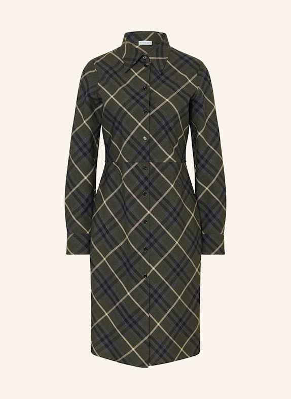 BURBERRY Hemdblusenkleid DUNKELGRÜN/ DUNKELGRAU/ SCHWARZ
