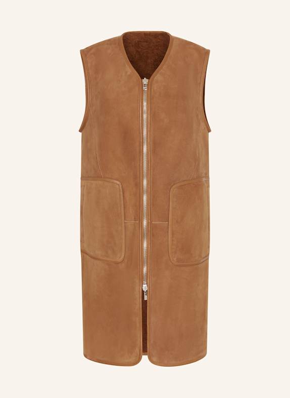 BELSTAFF Kamizelka skórzana FOUNDRY dwustronna KONIAKOWY