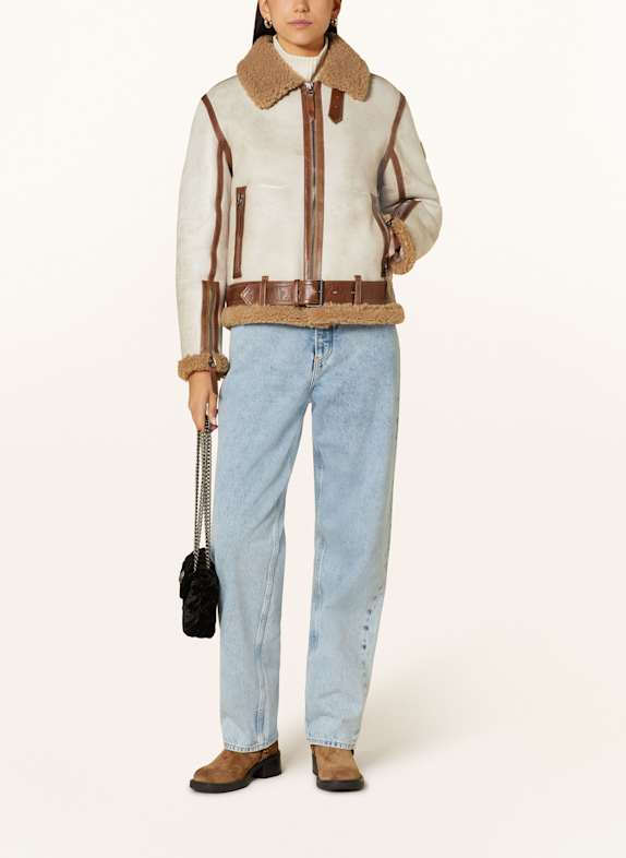 BELSTAFF Kurtka skórzana CENTENARY BLACKTHORN JASNOCZARY/ BRĄZOWY