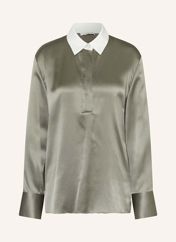 VINCE Blusenshirt aus Satin OLIV/ WEISS