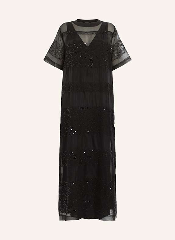 ALLSAINTS Kleid IZABELA mit Schmuckperlen und Pailletten SCHWARZ