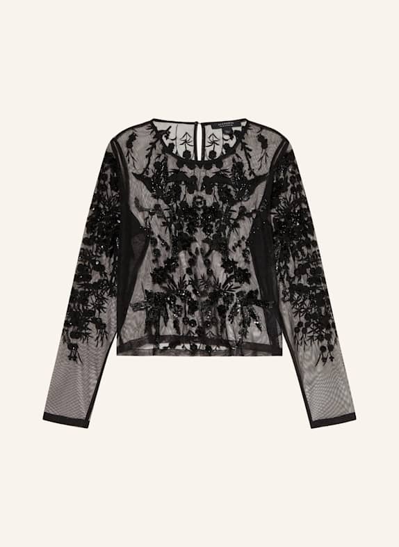 ALLSAINTS Blusenshirt GRETA aus Mesh mit Pailletten SCHWARZ