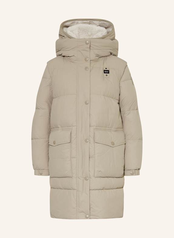 Blauer Steppmantel RENA mit herausnehmbarer Blende BEIGE
