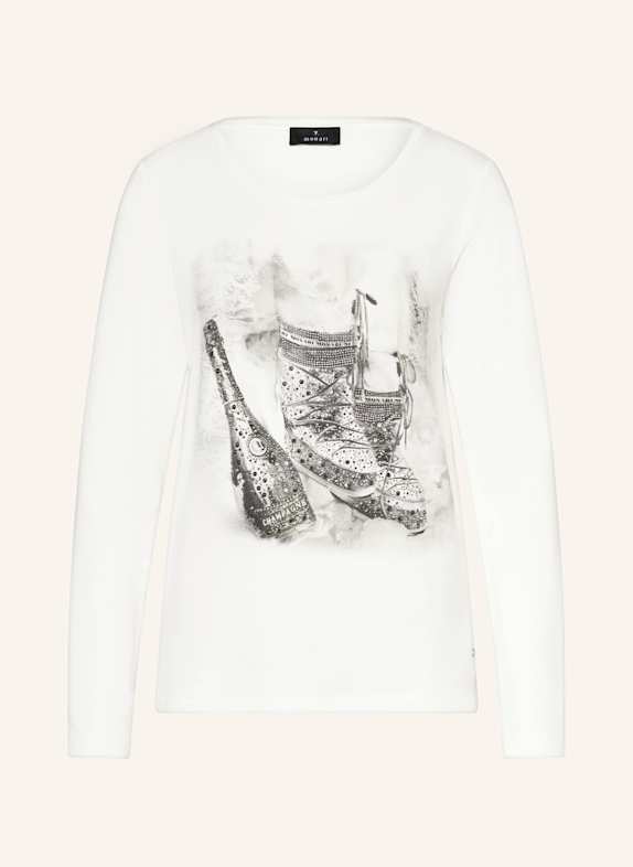monari Longsleeve mit Schmucksteinen WEISS/ GRAU/ HELLLILA