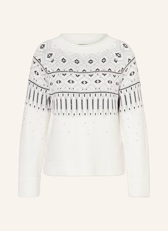 monari Pullover mit Schmucksteinen WEISS/ SCHWARZ/ GRAU