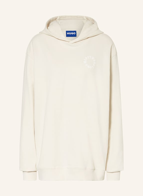HUGO BLUE Oversized mikina s kapucí KRÉMOVÁ/ BÍLÁ