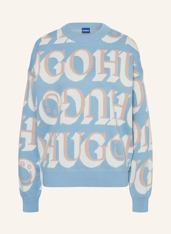 HUGO BLUE Pullover SESTUNNI HELLBLAU/ WEISS