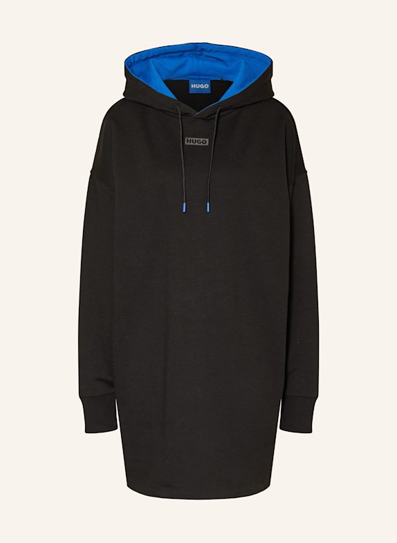 HUGO BLUE Hoodie-Kleid NIDION SCHWARZ/ BLAU