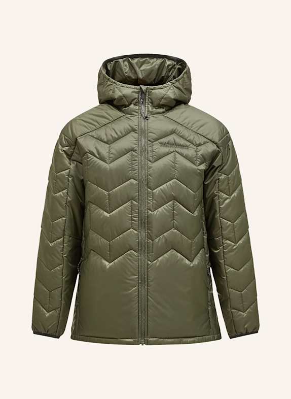 Peak Performance Prošívaná bunda ELEVATE HOOD OLIVOVÁ