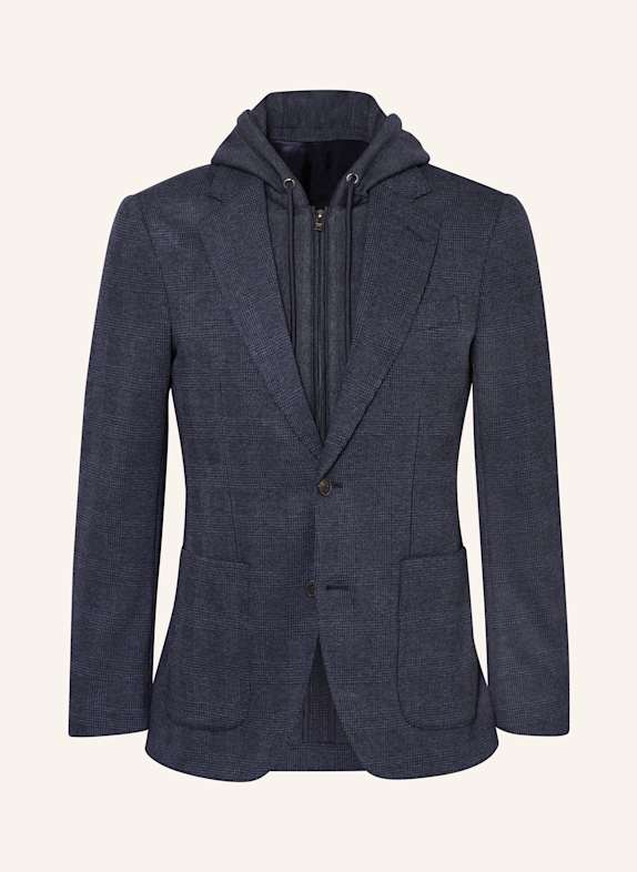 HACKETT LONDON Flanelové sako Extra Slim Fit s odnímatelnou légou TMAVĚ MODRÁ