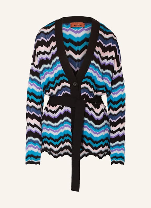 MISSONI Strickjacke TÜRKIS/ SCHWARZ/ ROSA