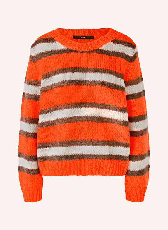 oui Sweater NEON ORANGE/ CREAM/ BROWN