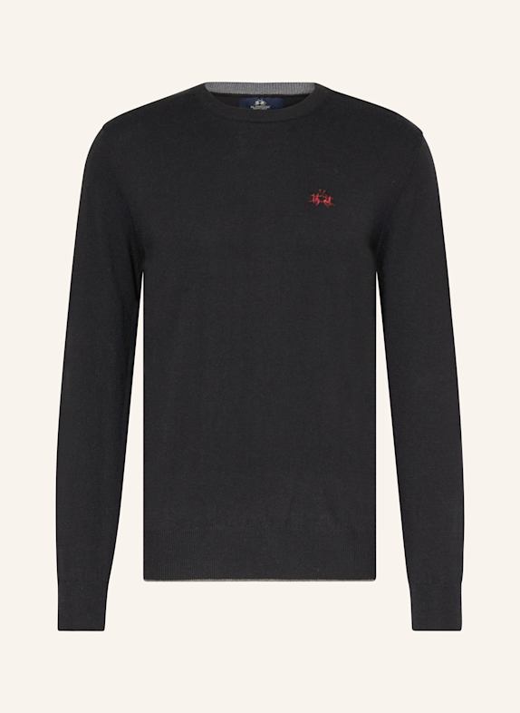 LA MARTINA Sweater BLACK/ GRAY/ DARK RED