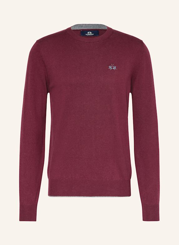 LA MARTINA Sweater DARK RED/ BLACK/ GRAY
