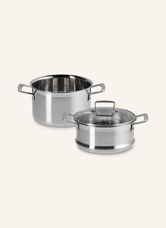 LE CREUSET Kochtopf mit Dämpfeinsatz SILBER