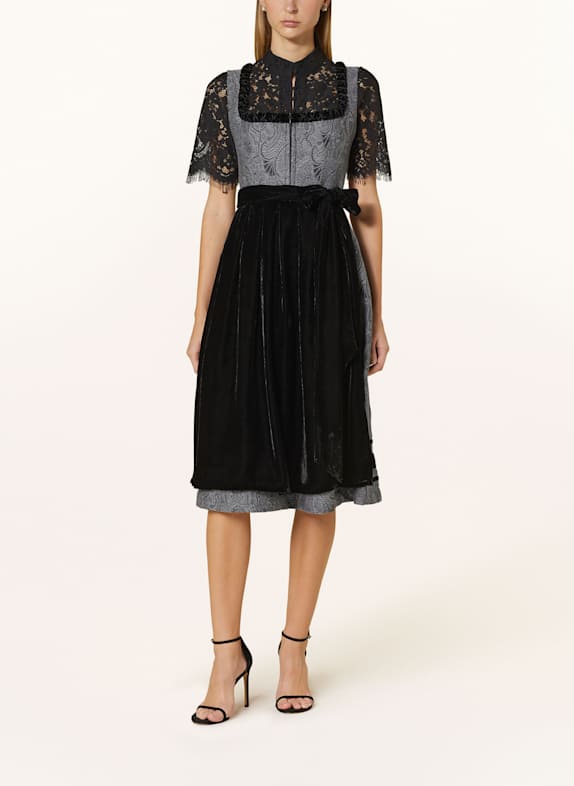 AlpenHERZ Dirndl CARINA GRAU/ SCHWARZ/ BLAUGRAU