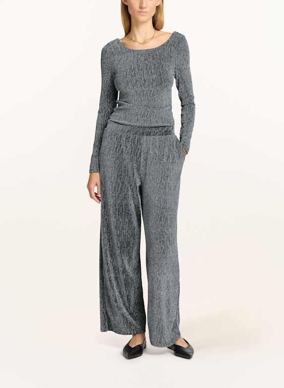 SELECTED Longsleeve mit Glitzergarn SCHWARZ / SILBER