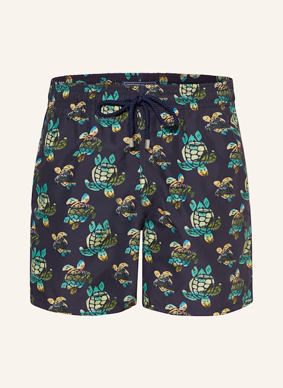 VILEBREQUIN Swim shorts MOOREA BLACK/ GREEN/ YELLOW