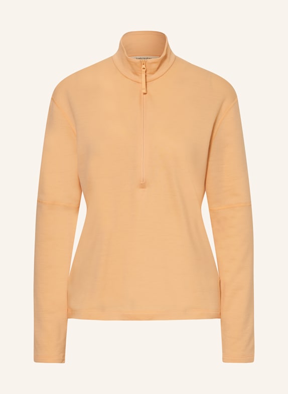 icebreaker Midlayer MER 360 REALFLEECE ELEM LS HALF z wełny merino JASNOPOMARAŃCZOWY