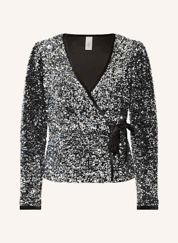Y.A.S. Wickelbluse mit Pailletten SILBER