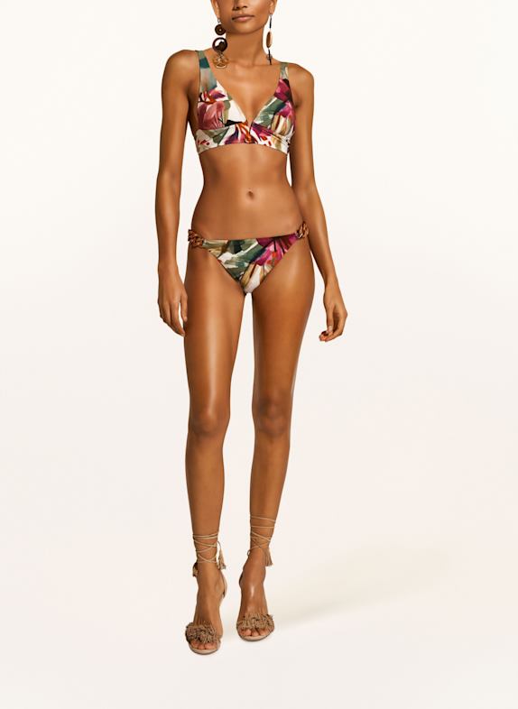MARYAN MEHLHORN Slip triunghiular MYSTIC VERDE / CREM / FUCSIA