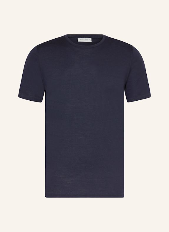 PROFUOMO T-shirt z wełny merino GRANATOWY