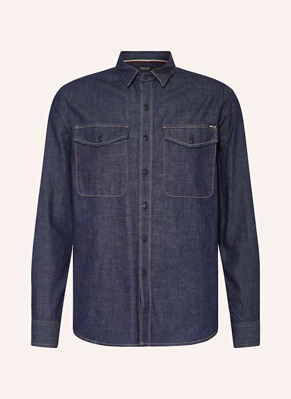 REPLAY Hemd Regular Fit in Jeansoptik DUNKELBLAU