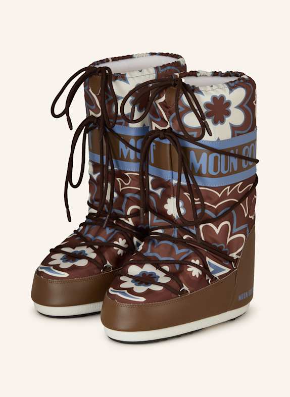 MOON BOOT Moon Boots ICON FLOWER BRĄZOWY/ NIEBIESKI/ KREMOWY