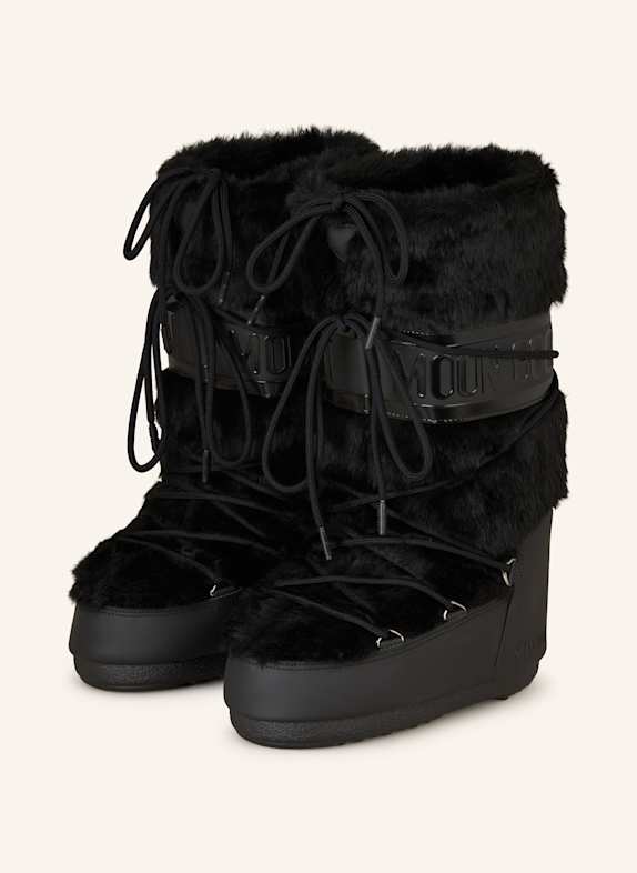 MOON BOOT Sonica Sneakers In Black Suede And Leather FAUX FUR BLACK