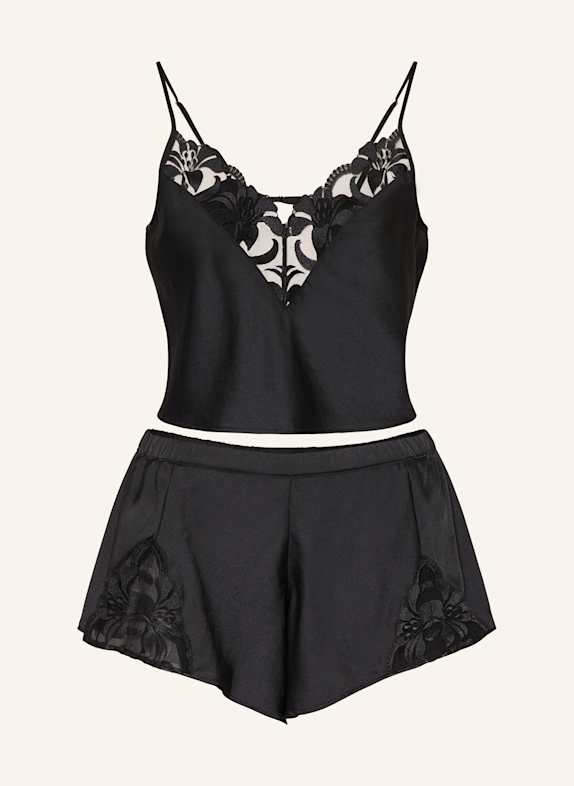 BLUEBELLA Schlafanzug LEONORA aus Satin SCHWARZ