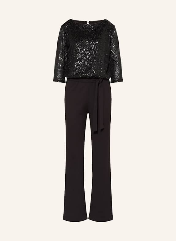 Ana Alcazar Jumpsuit mit 3/4-Arm und Pailletten SCHWARZ