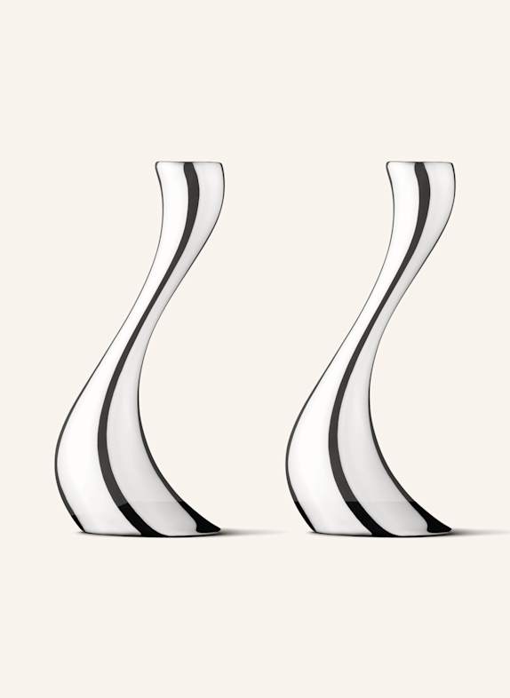 GEORG JENSEN 2er-Set Kerzenhalter COBRA MEDIUM SILBER