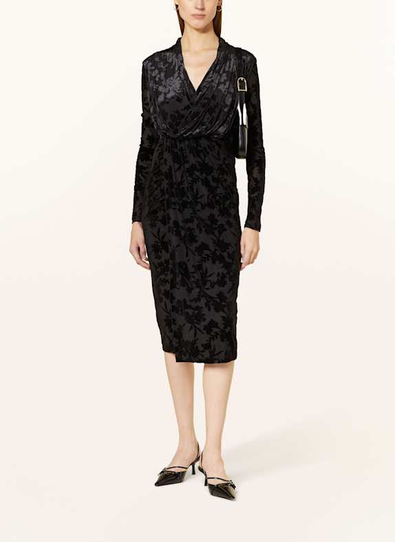 DIANE VON FURSTENBERG Samtkleid TAMRA in Wickeloptik SCHWARZ