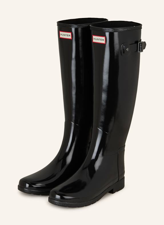 HUNTER Gummistiefel ORIGINAL REFINED TALL GLOSS SCHWARZ