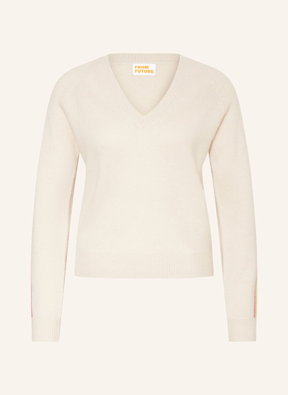 FROM FUTURE Cashmere sweater BEIGE/ NEON YELLOW/ ORANGE