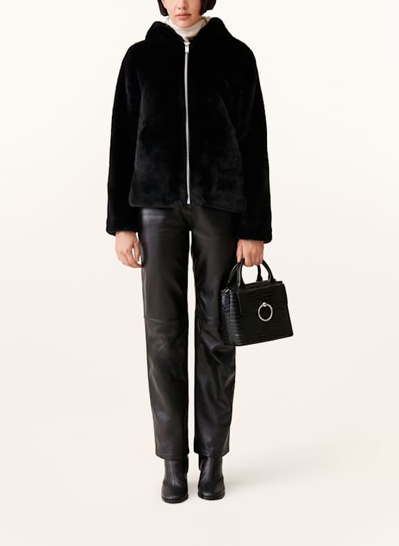 CLAUDIE PIERLOT Kunstfell-Jacke SCHWARZ