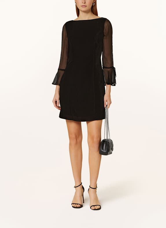 WHISTLES Samtkleid MYLA mit 3/4-Arm SCHWARZ