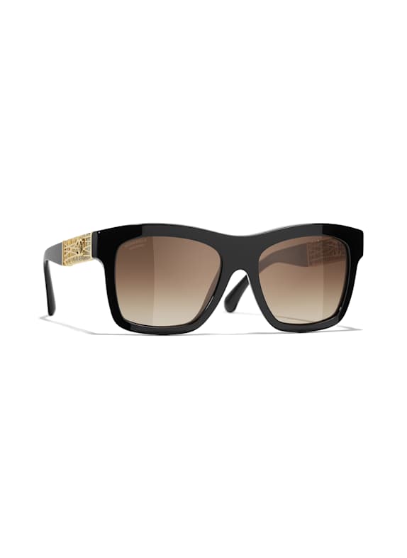 CHANEL Rechteckige Sonnenbrille C622S9 - SCHWARZ/ BRAUN POLARISIERT