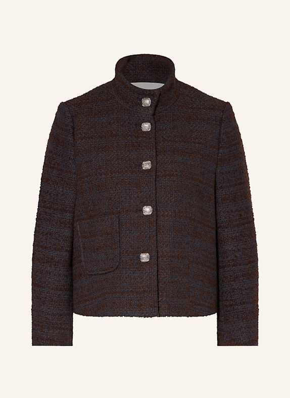 ba&sh Kastenjacke BAGO aus Bouclé mit 3/4-Arm DUNKELBRAUN/ DUNKELBLAU
