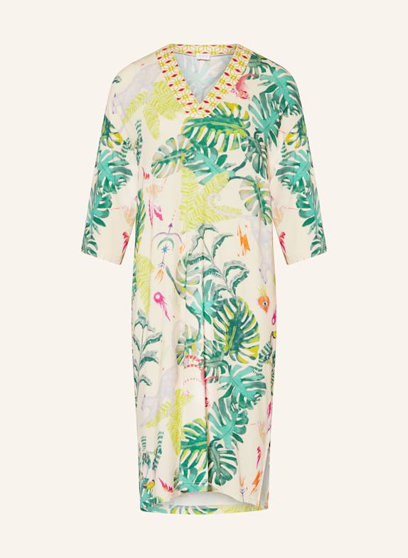 mey Nachthemd Serie MYSTIC JUNGLE mit 3/4-Arm CREME/ GRÜN/ HELLLILA