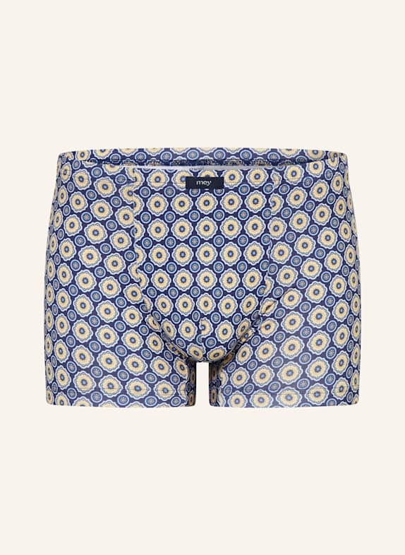 mey Boxershorts Serie CONTRAST PATTERN DUNKELBLAU/ GELB
