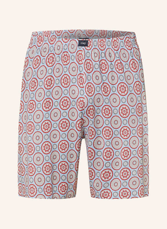 mey Schlafshorts Serie MIXTURE OF CIRCLES HELLBLAU/ ROT/ HELLGRAU